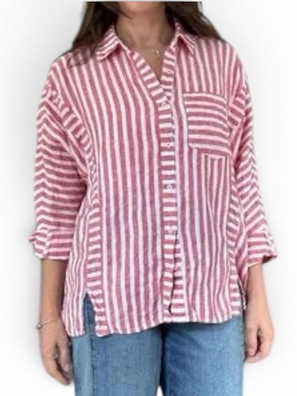 VINEYARD VINES 100% Linen Striped Boxy Fit Button-Down Shirt